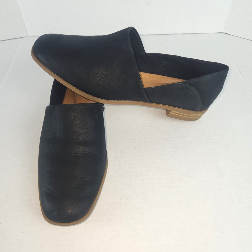 Clarks Pure Belle Black Leather D'Orsay Loafers Flats US Womens 11 W Wide